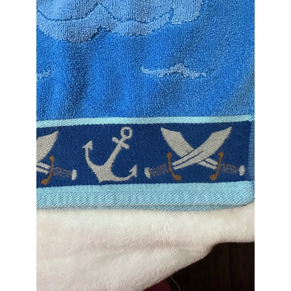 Target Kids Blue Pirate Ship Skull Crossbones Cotton Beach Towel 28x50 2008